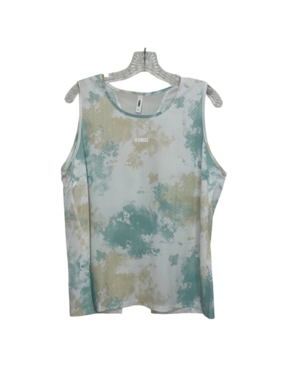 K Swiss Sleeveless Tennis Tank Top Large New Abstract Print Yellow Green
